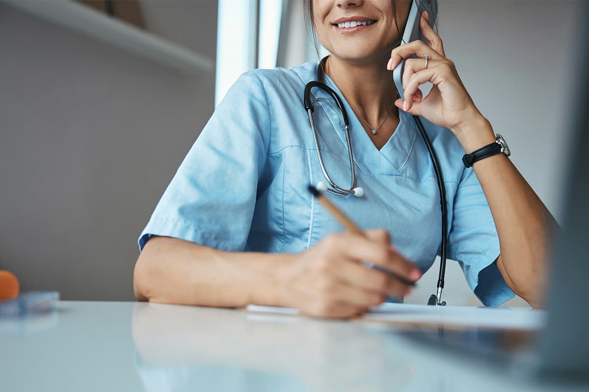 Telehealth consultation viewed on a smartphone